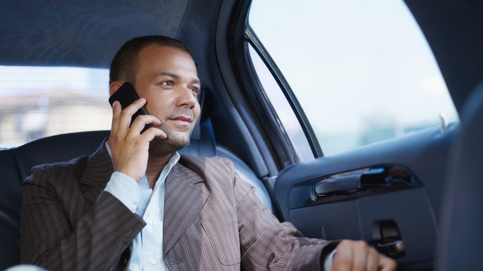Business Man Working In Car